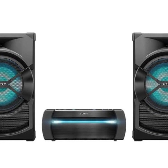 Sony Black and Blue Portable Speaker with Modern Design